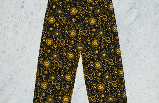 Calça wide leg – Gold whispers in the dark