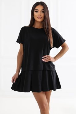 Rue Paris Black Day Dress | Elegant Women's Casual Mini Dress