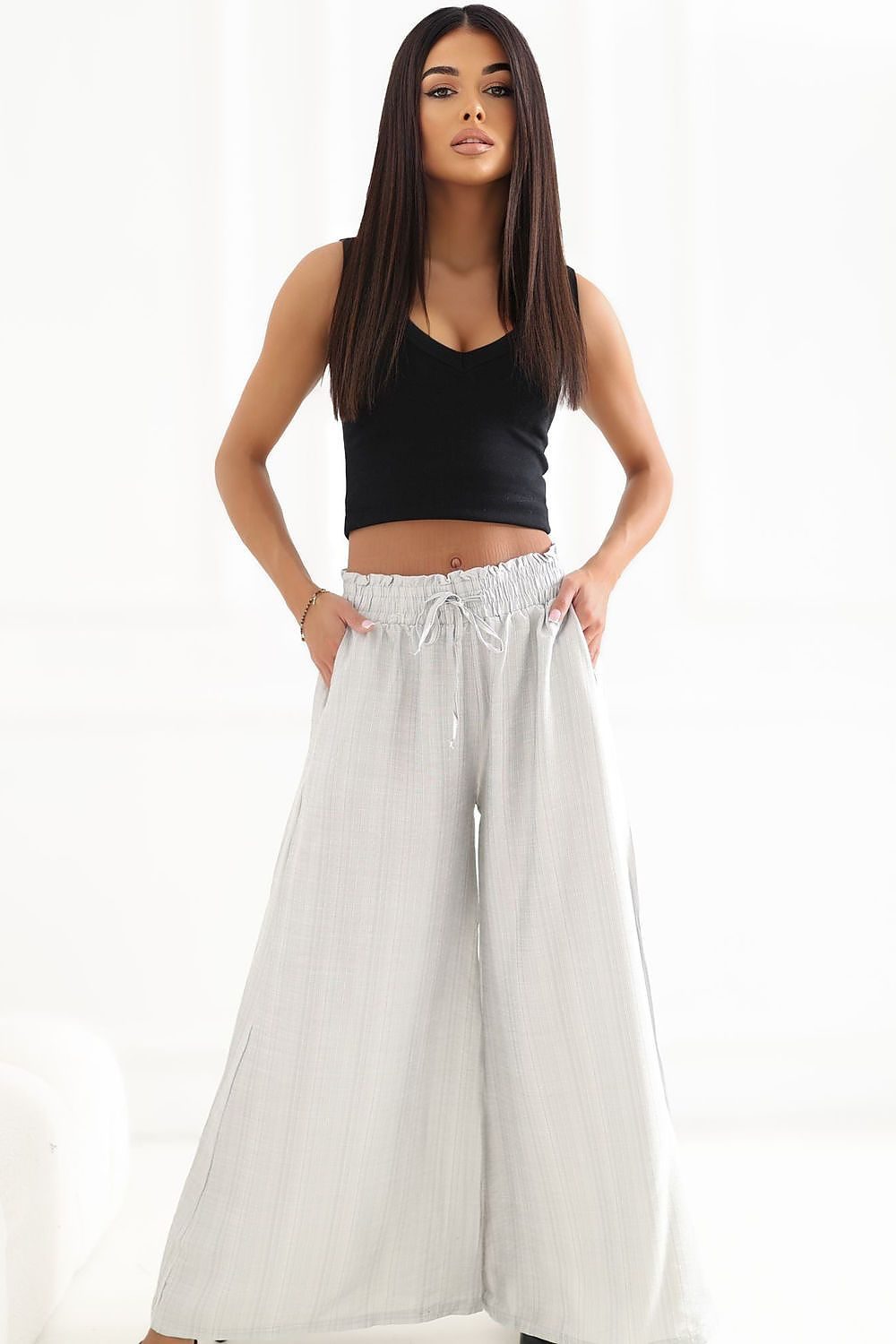 Calça Pantalona Fluida de Cintura Alta - Image 6